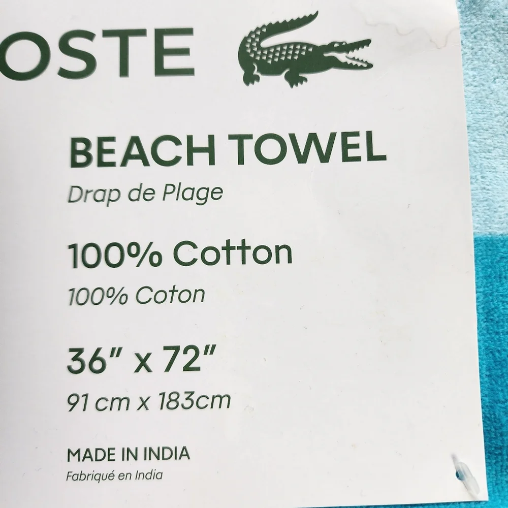Lacoste Beach Towel, Blue Stripes
